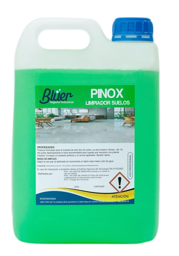 Pinox es un fregasuelos con aroma a pino, con ph neutro para todo tipo de suelos